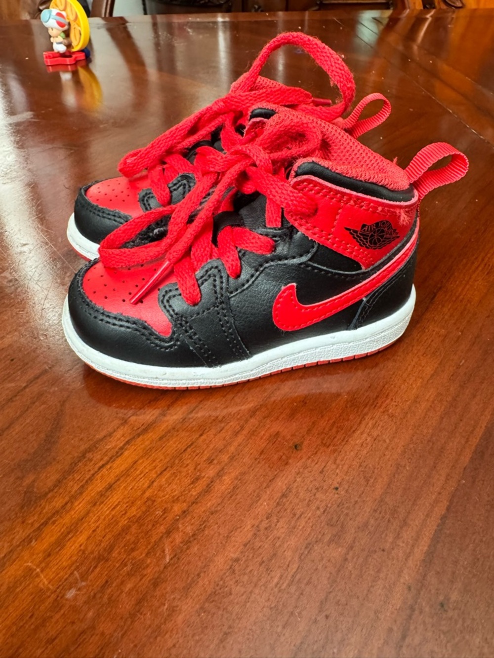 Jordan Kids Black and Red High-Top Sneakers